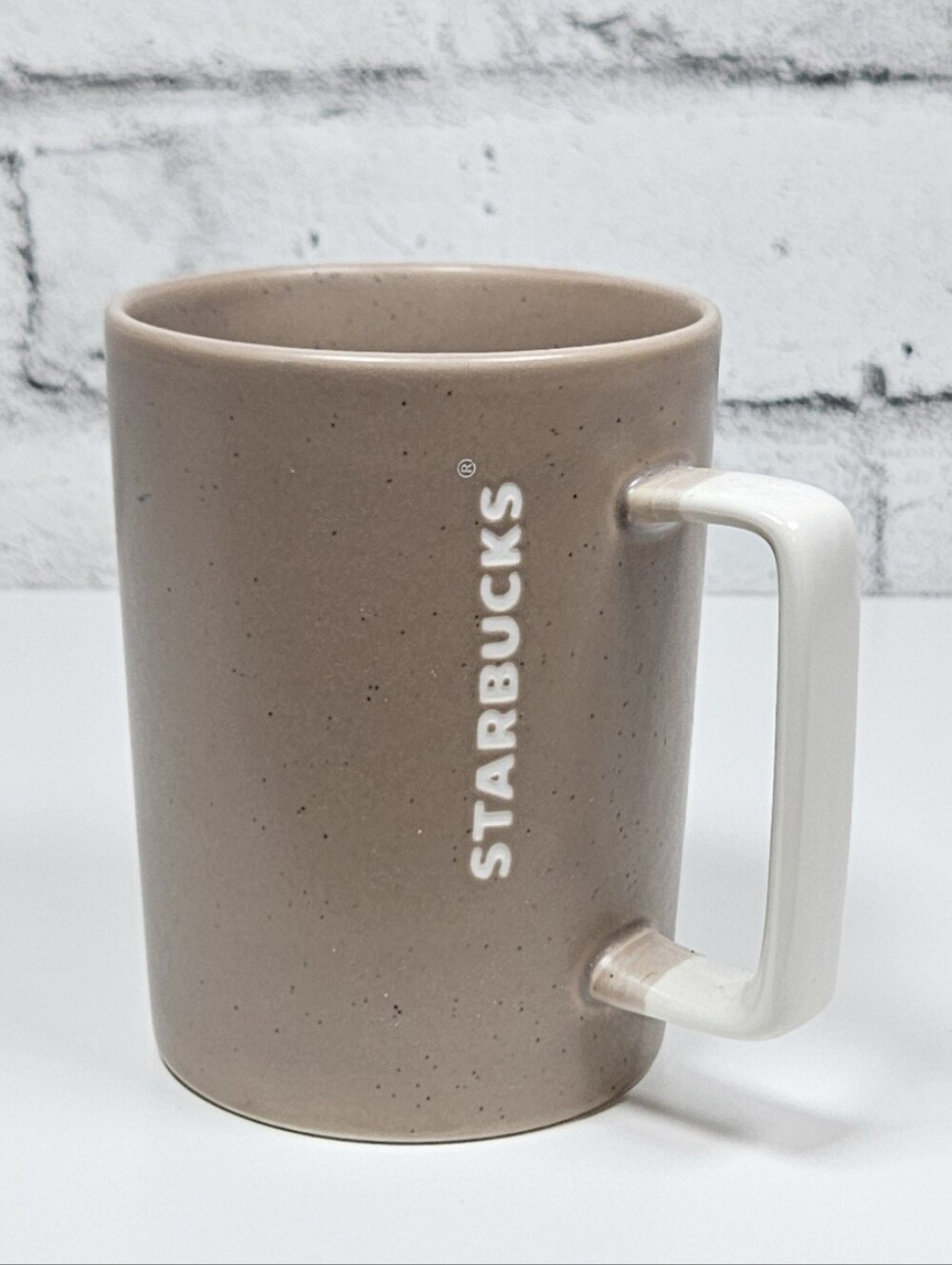 Starbucks 2016 Speckled Stoneware Coffee Mug 12 oz Taupe Ceramic Cup
